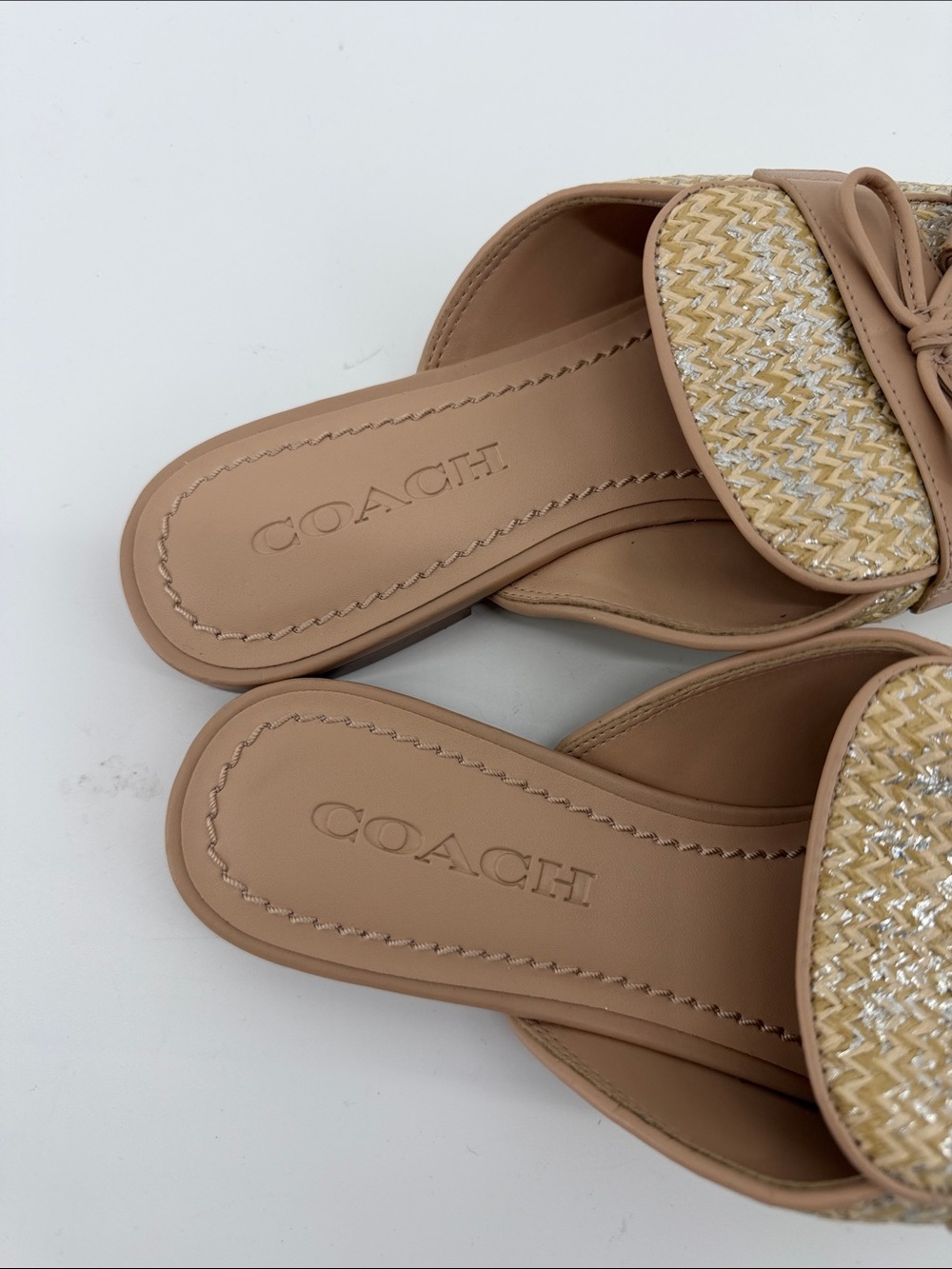 Coach Stassi Raffia Slide Shoes 7.5B S77 - Picture 3 of 7